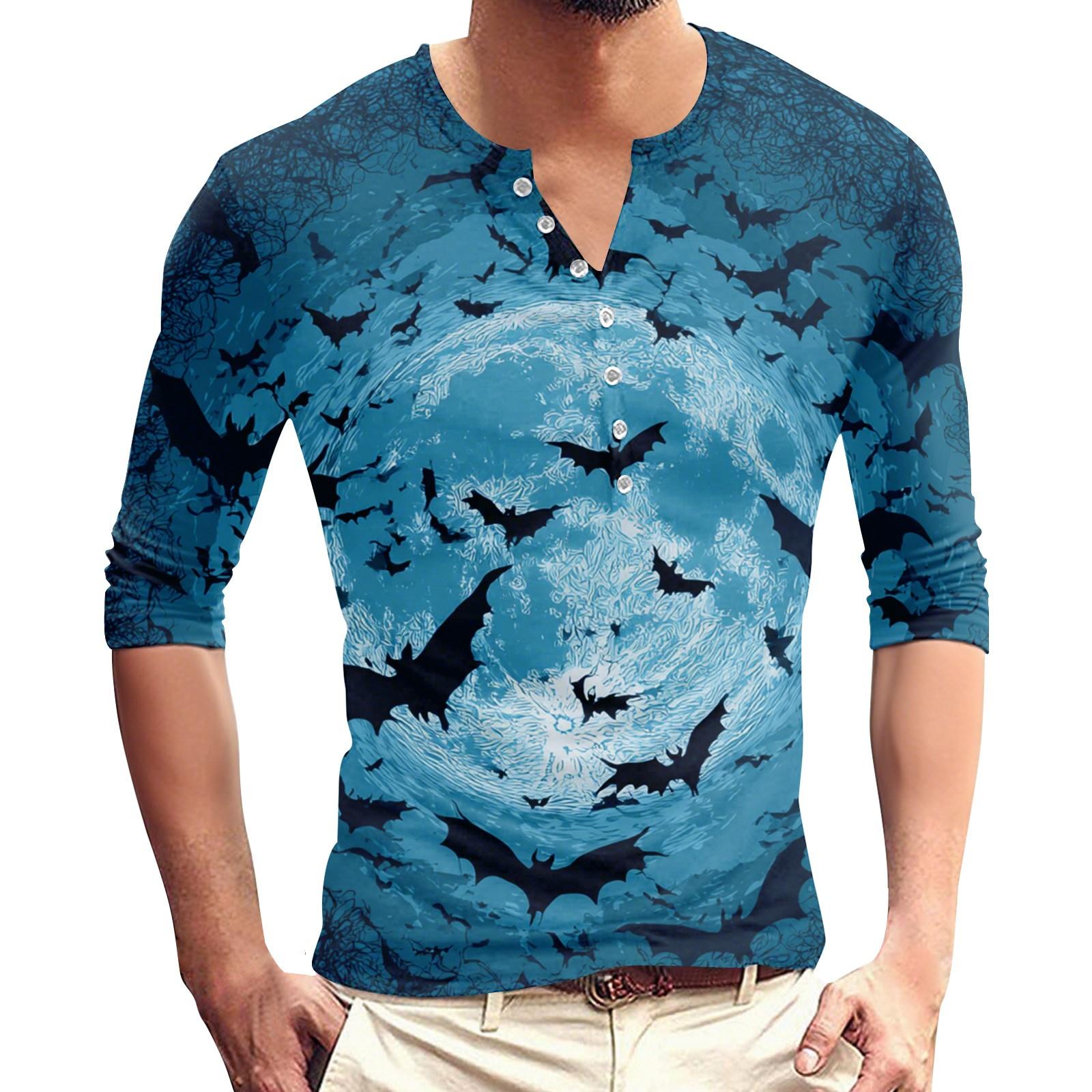 

Мужская футболка на пуговицах с принтом, унисекс, свободного кроя, повседневный топ с рукавами три четверти XXXL