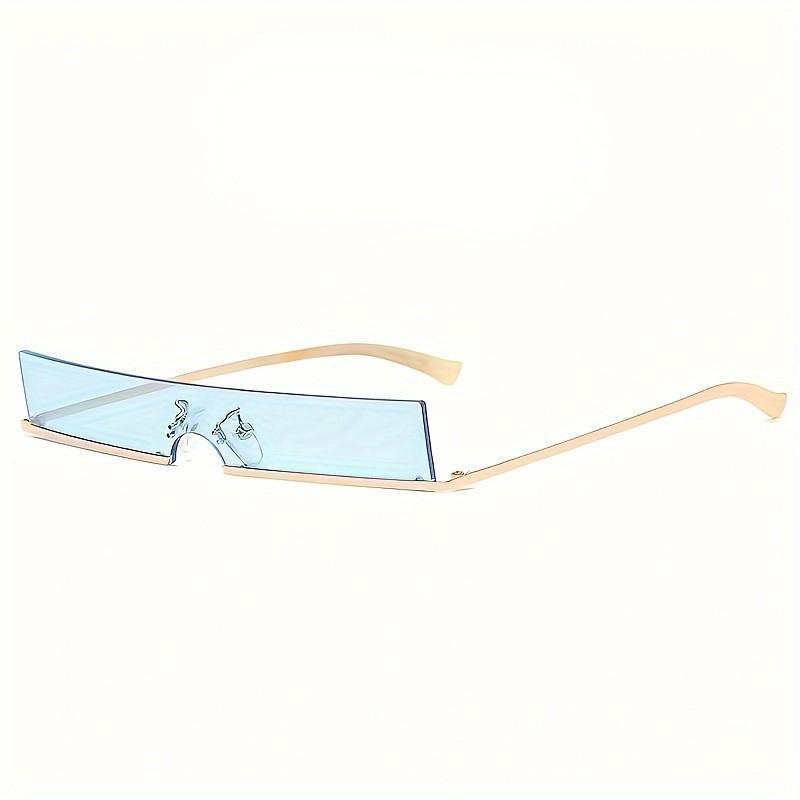 Futuristic Narrow Rectangle Sunglasses Women Men Luxury Rimless Yellow Sun Glasses Y2k Eyewear Rave Party Shades 2026