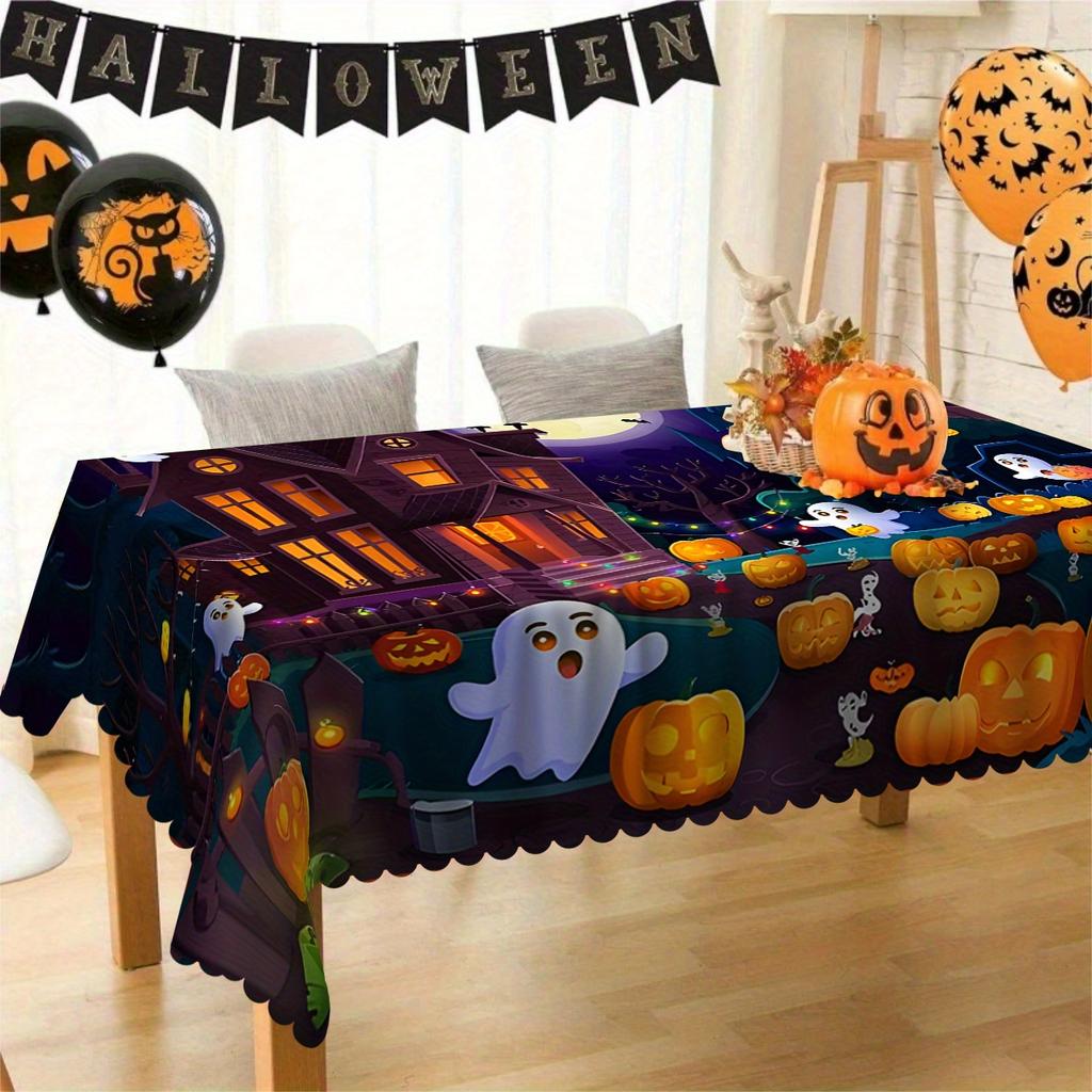 Happy Halloween Pumpkin Rectangle Tablecloth for Tables Home Dinner Reusable Table Cloth for Wedding Party Halloween Decorations