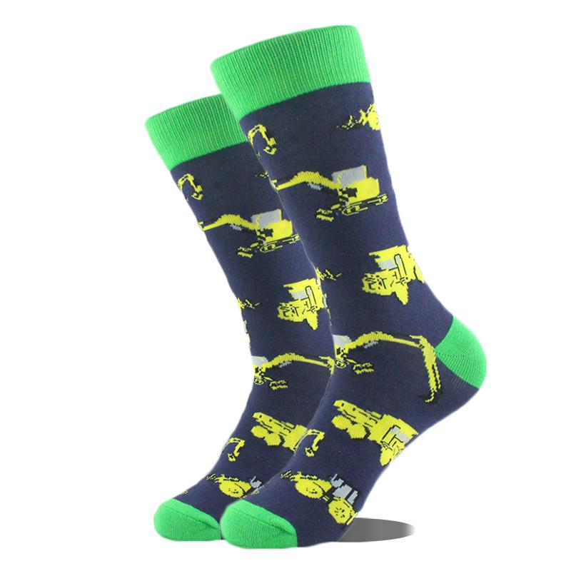 Cool Hip Hop Crew Socks Men Funny Animal Squirrel Shark Dinosaur Boxing Dog Fortune Cat Sokken Harajuku Divertidos Chaussette