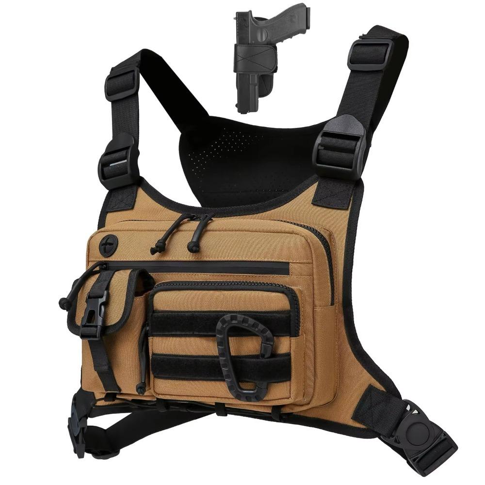 

Водостойкая многофункциональная нагрудная сумка, регулируемая нагрудная сумка MOLLE, сумка-жилет для бега, для пеших прогулок хаки