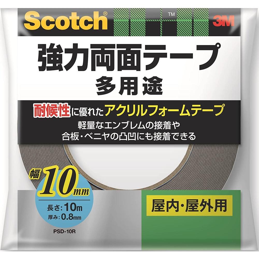 3M Scotch Strong Double-Sided Tape Durable Acrylic Foam Width 10mm Length 10m PSD-10R Plywood