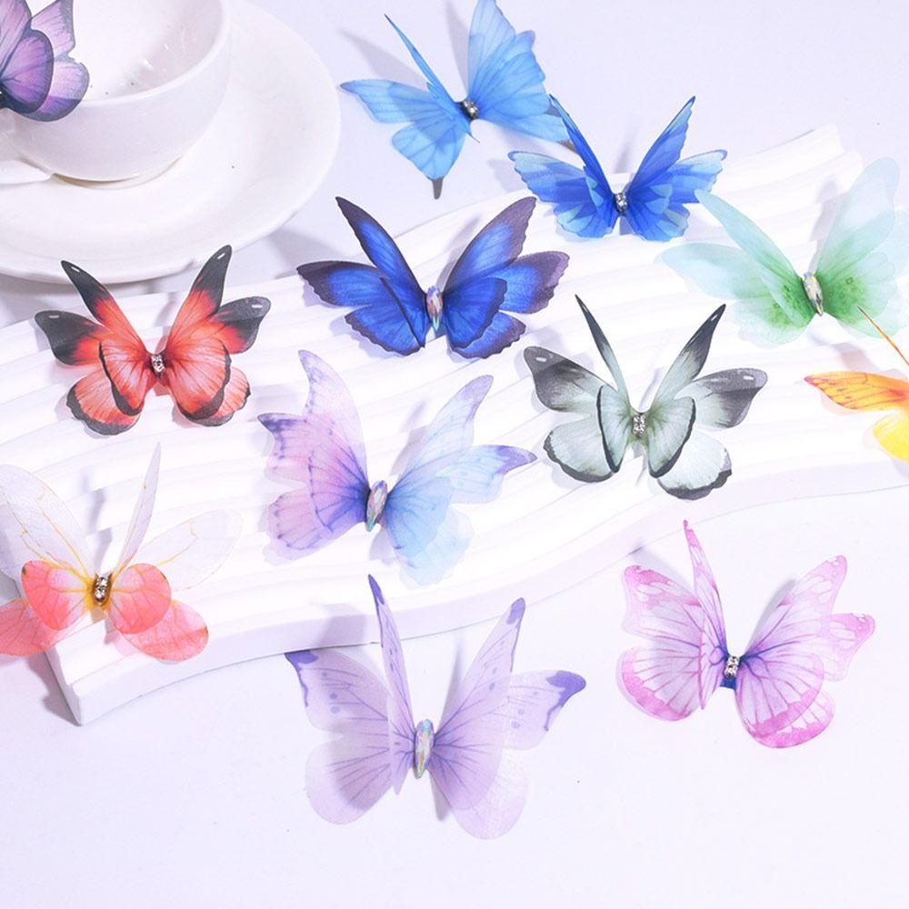 50Pcs 3D Organza Fabric Butterfly Appliques Clothes Sewing Patch  Bridal Hair Accessories
