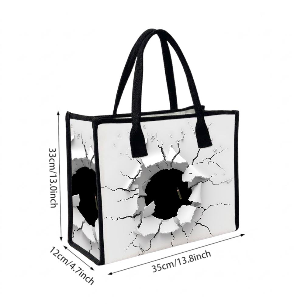 Crack Print Fashion Tote Bag Large Capacity Casual Shoulder Bag for Daily Use