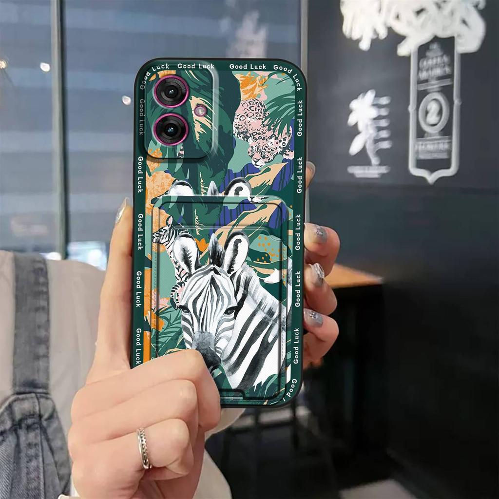 Full Wrap Soft Case Phone Case For MOTO G55 5G Fashion Design Silicone Card Slot Cover Anti-knock Durable Cute Anti-dust