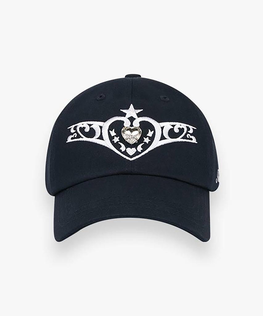 Muun Jewel Heart Tiara Ball Cap (Navy)