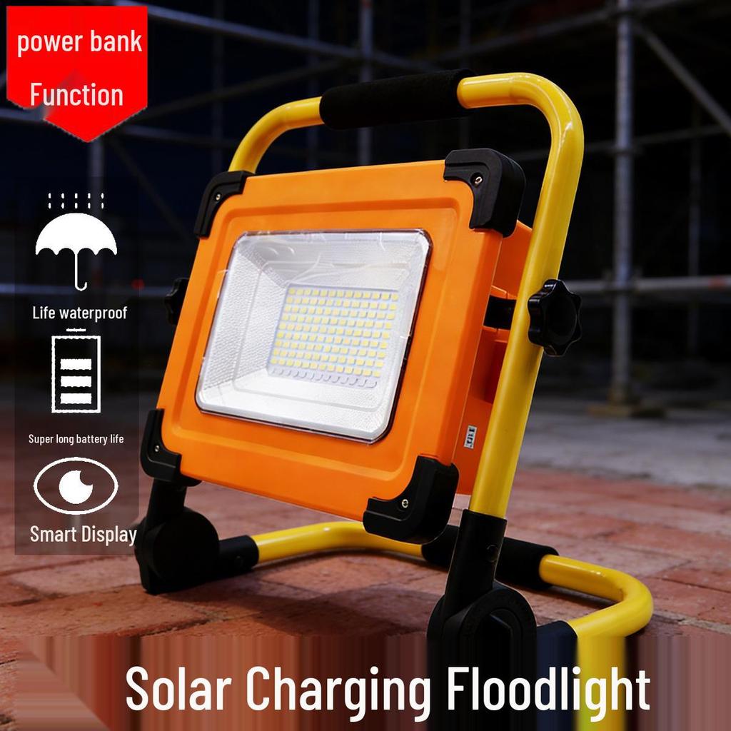 Portable LED Solar Work Light: Outdoor, Camping, Emergency, Super Bright, Rechargeable.