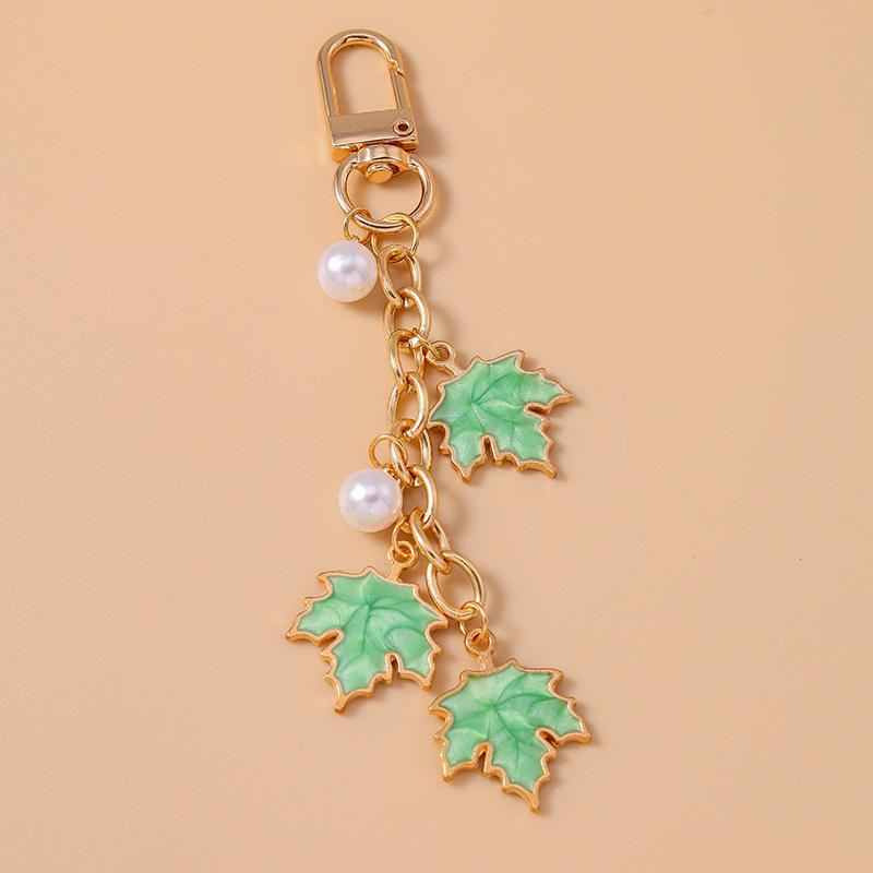Cute Enamel Maple Leaf Keychain Women Girls Key Ring Pendants for Handbag Decor DIY Handmade Jewelry Gifts