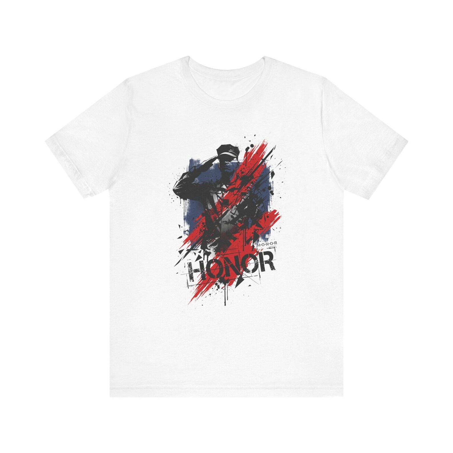 Honor Soldier Silhouette T-Shirt | Patriotic American Flag Grunge Tee 4XL