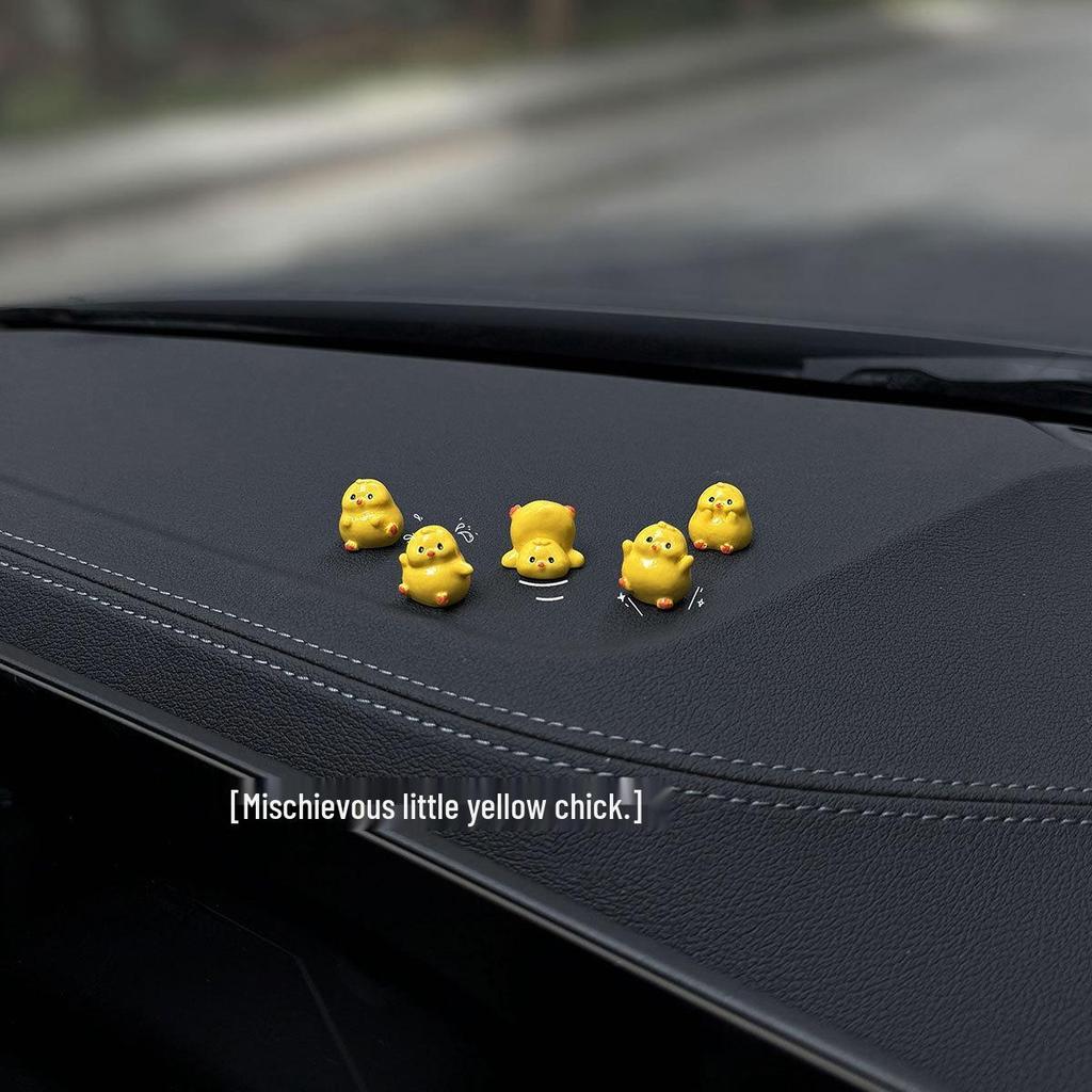 Whimsical Yellow Chicken Car Ornament 2024 - Decompression Decoration for Interior Console.