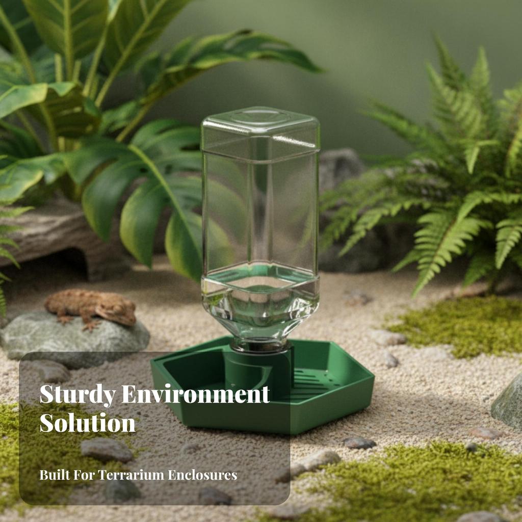 Automatic Reptile Water Dispenser | Low-Profile Base Design, Ribbed Interior