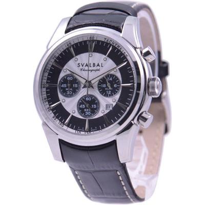 SVALBAL Herren SV11-LWH (Quarz Herren Sonnenflamme) Runde Uhr Schwarz Mehrzeiger Analog