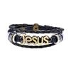 New Multi-Layer Leather Woven Beads Jesus Bracelet Charm Men's Bracelet Fashion Religious Christian Accessories Talisman Jewelry