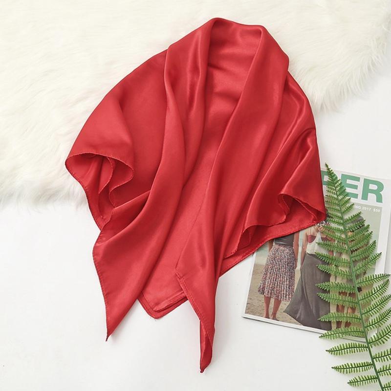 90*90cm Big Size Headwraps Solid Colors Neckerchief Hijab Women Satin Headband Hair Scarves Female Shawls Head Scarfs for Ladies