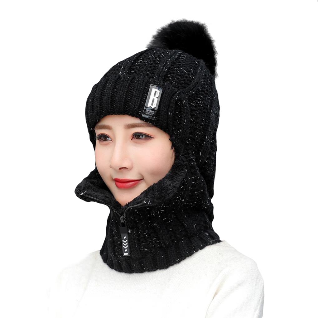 

Knitted Hats Windproof Thick Collar Neck Hat Warmer Set Scarf Breathable Camping Women Outdoor Running Walking Travel