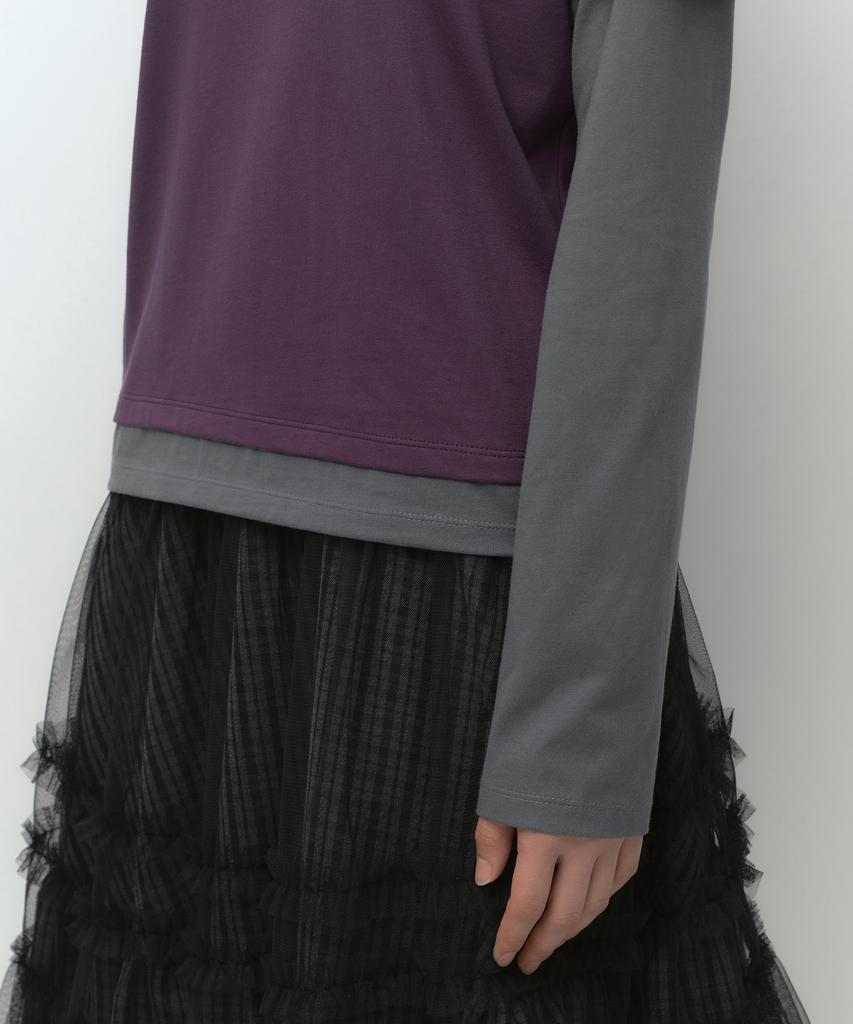 MUSINSA STANDARD WOMAN [Ohesio Collaboration] Layered Long Sleeve T-Shirt [Plum]