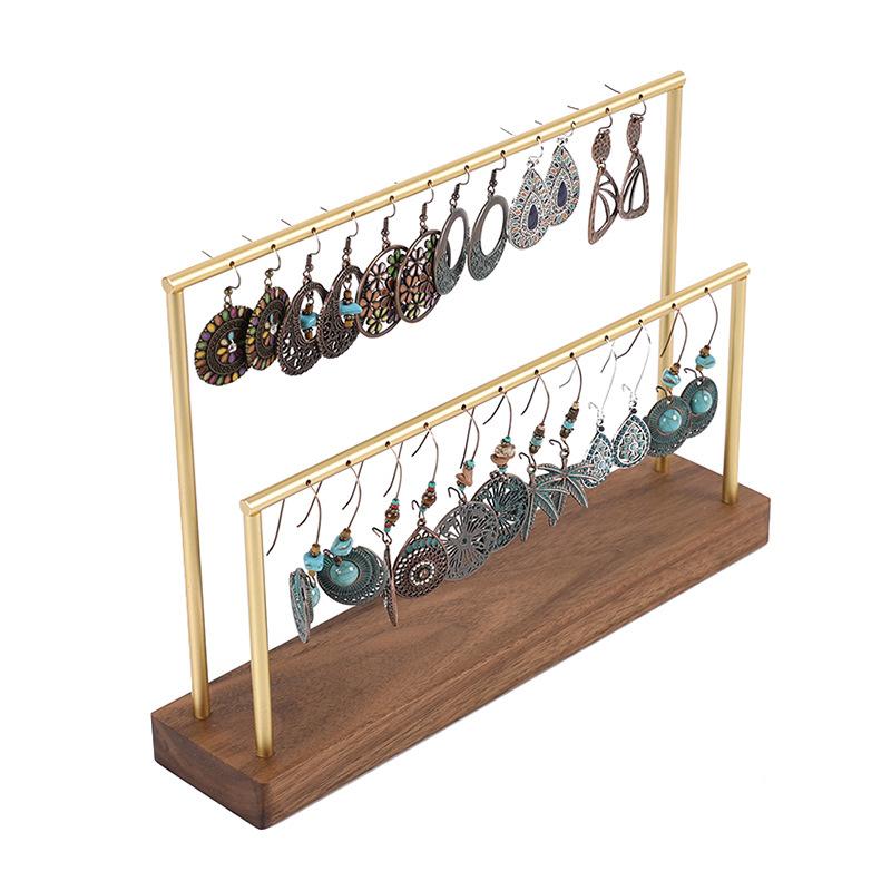 Multiple Jewelry Display Rack Solid Wood Eardrop Storage Stand Earrings Trinket Showcase Hanger Desktop Jewellery Displays Shelf