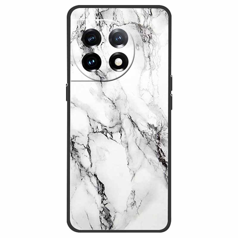 For OnePlus 11 5G Case One Plus 11R Flower Marble Black Bumper Soft TPU Silicone Cover for OnePlus 11 / 11R 5G Phone Cases Capas