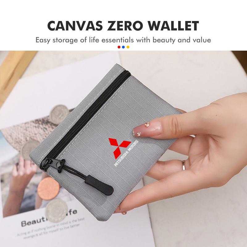 For Mitsubishi Casual Coin Purse Canvas Zipper Short Mini Wallet Outlander Lancer L200 ASX Pajero Grandis Eclipse WM1