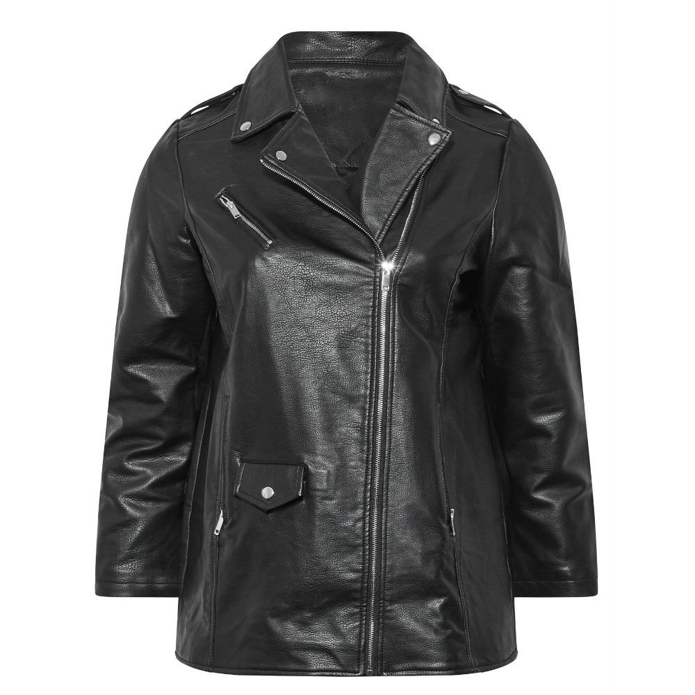VANGULL Brand Women Spring Autumn Lapel Collar Oversized Leather Jacket