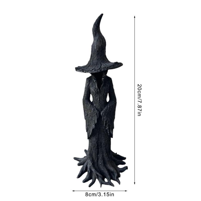Witches Figurine  Resin Art Piece Tree Root Figurine Sculpture Desktop   Home Accent Halloween Theme Decoration
