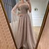 Aqua green tube top with hooded long shawl A-shaped skirt high-end elegant art test solo dress LA11119A