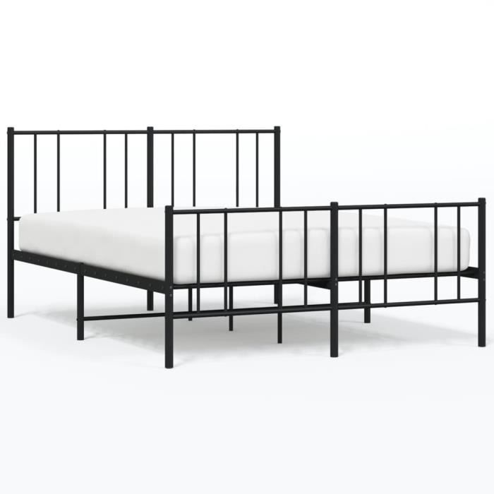 VidaXL Cadre de lit métal avec tête de lit-pied de lit noir 120x200 cm 352496