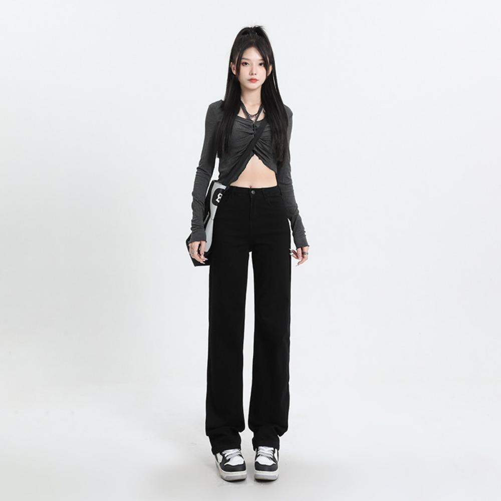 Ins Style Jeans Women's High Waist Loose Straight Drape, Thin and Tall 2025 Autumn and Winter New Versatile Jeans