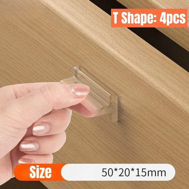 

4PCS Self-Adhesive Drawer Pulls,Transparent Soft Silicone Sliding Door Handles,No-Drill Door Handle for Kitchen Cabinet Hardware