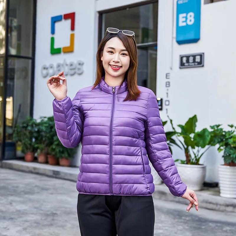 Women's Winter Plus Size Padded Jacket Simple Stand Collar Short-Length Thermal Jacket