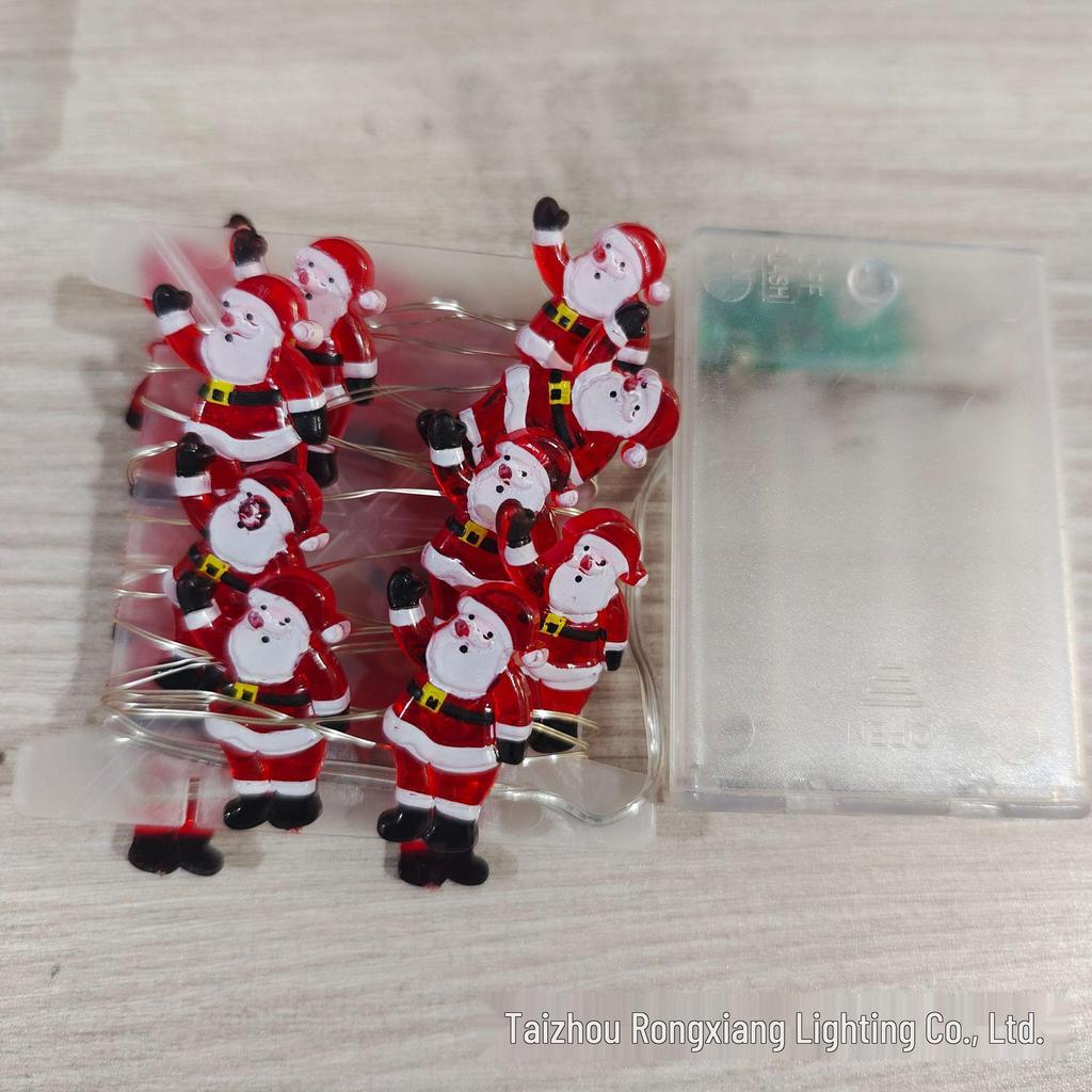 LED Christmas String Lights - Santa, Candy Cane & Snowman Designs with Battery Box, Copper Wire Decoration