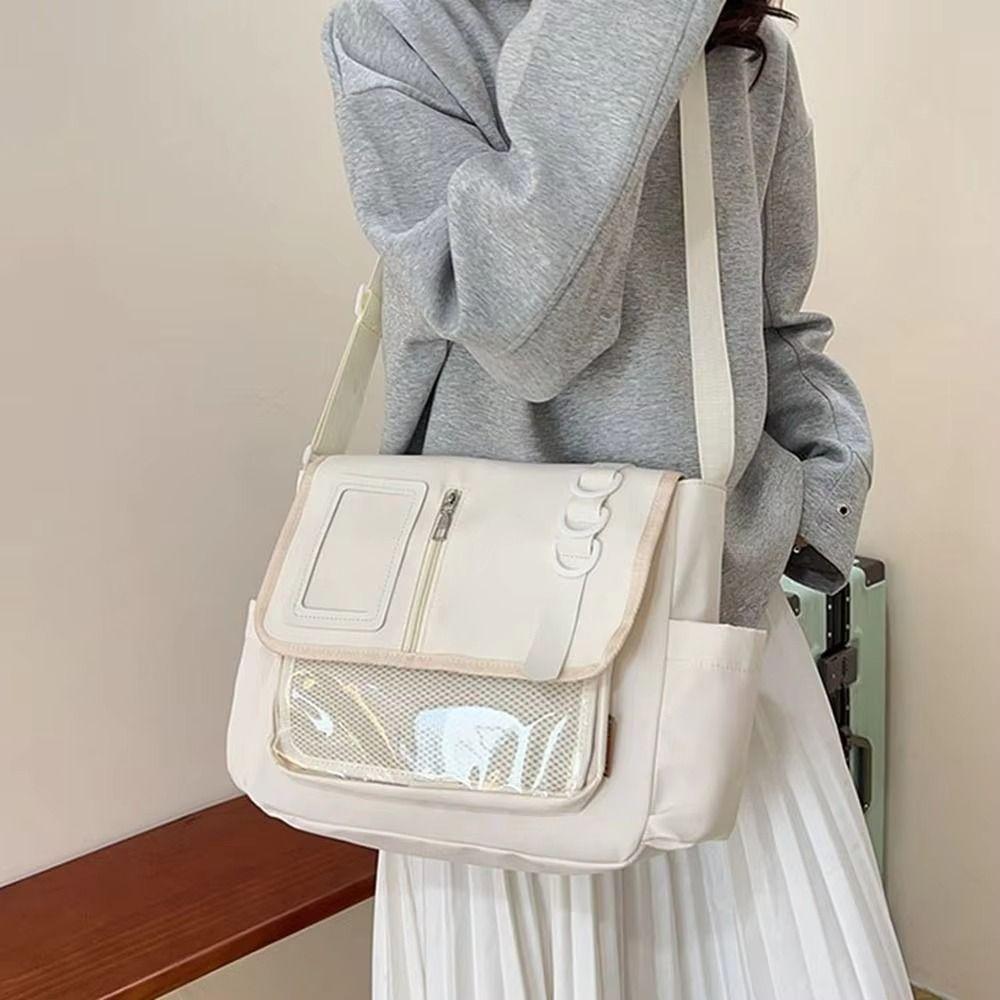 Japanese Transparent Itabag Badges Display Plate Messenger Bag Versatile Harajuku School Bag  Girls