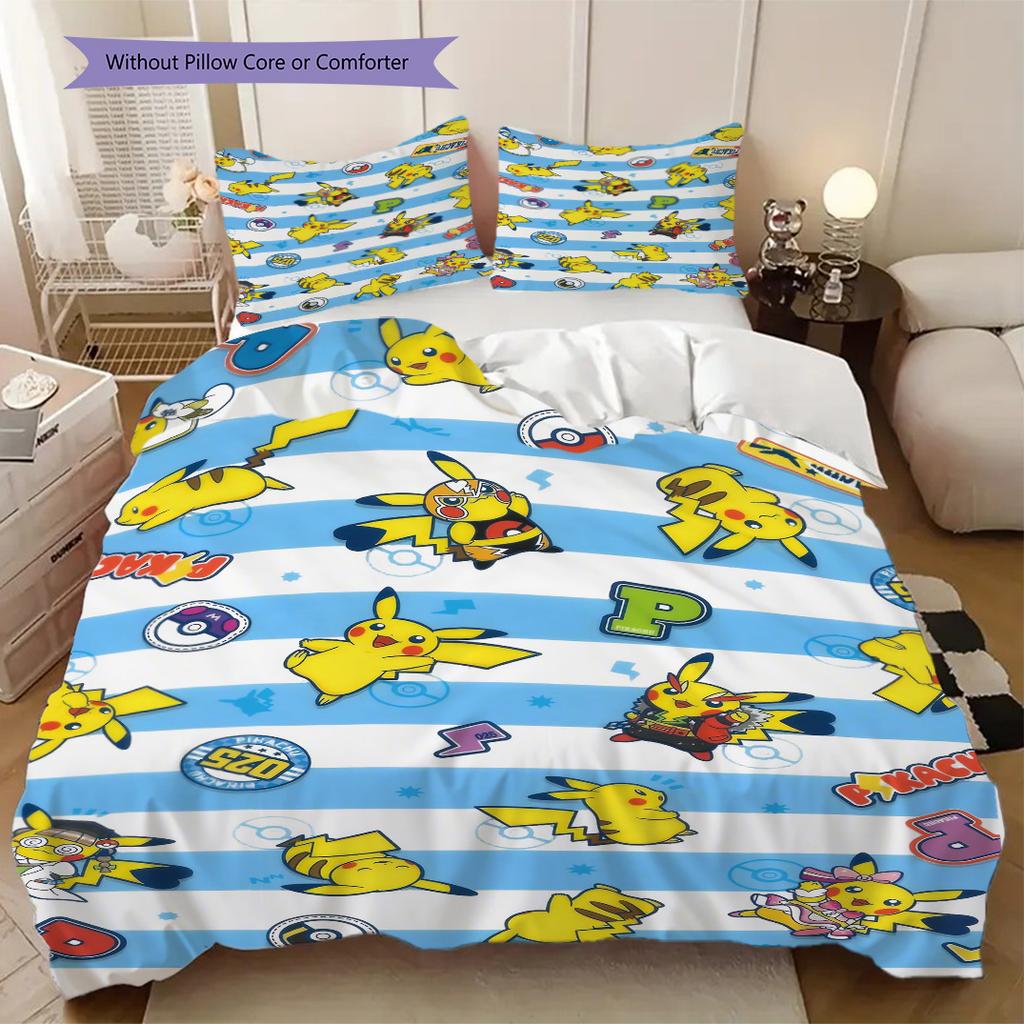 Anime Pocket Monster Print Soft Comfortable Duvet Cover, Children's Bedding Set Gift, Various Sizes Available LXR119