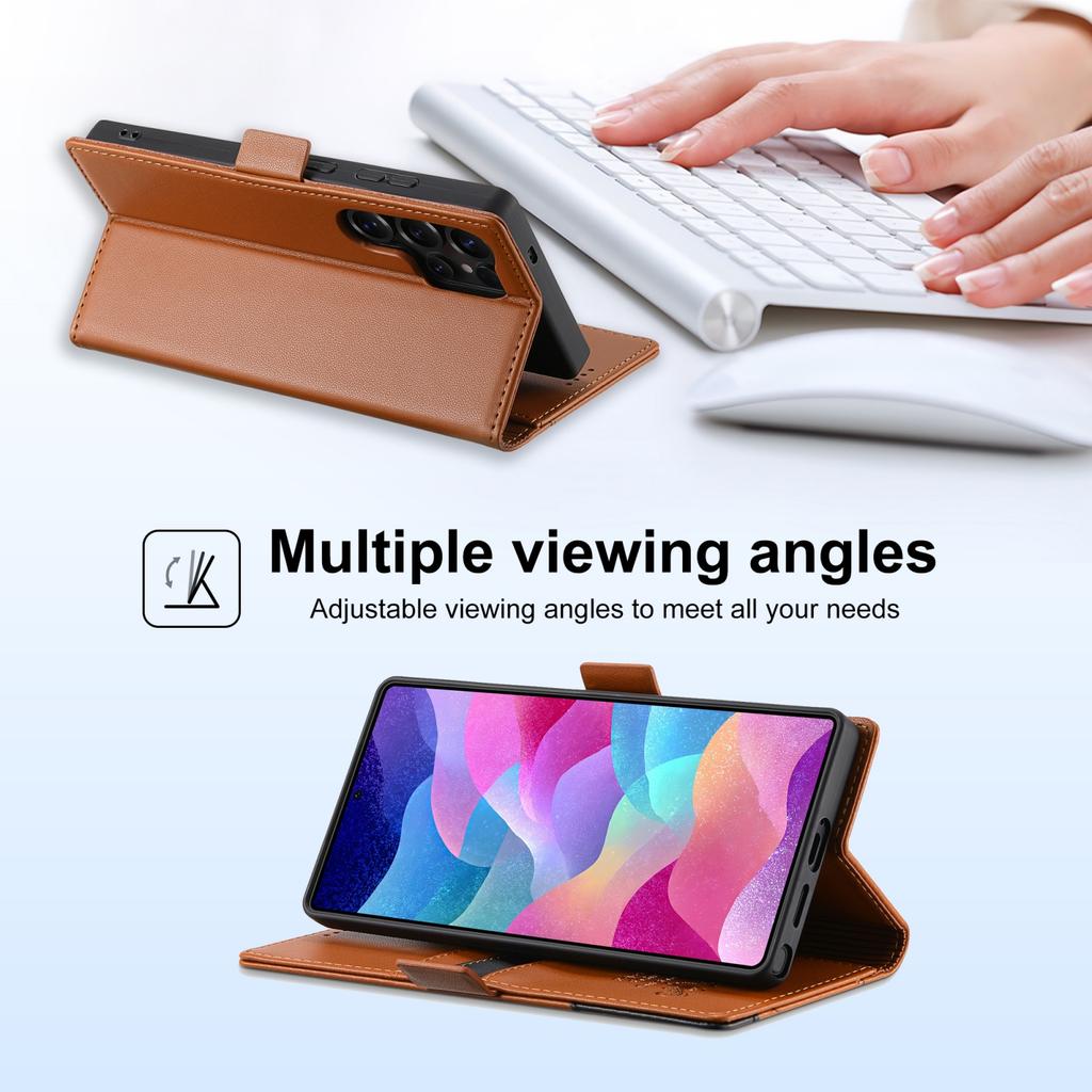 Luxury Leather Wallet Phone Case For Samsung S26 Ultra S25 Plus S24 S23 A36 A56 Flip Strong Magnetic Book Business RFID Cover