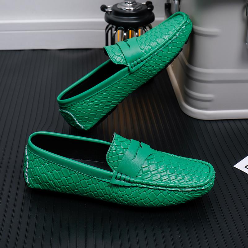 Herren Mokassins Loafer Fahrschuhe Komfort Leder Flats Lässige Slipper Übergröße Farbe Blau Erbsenschuhe Übergröße