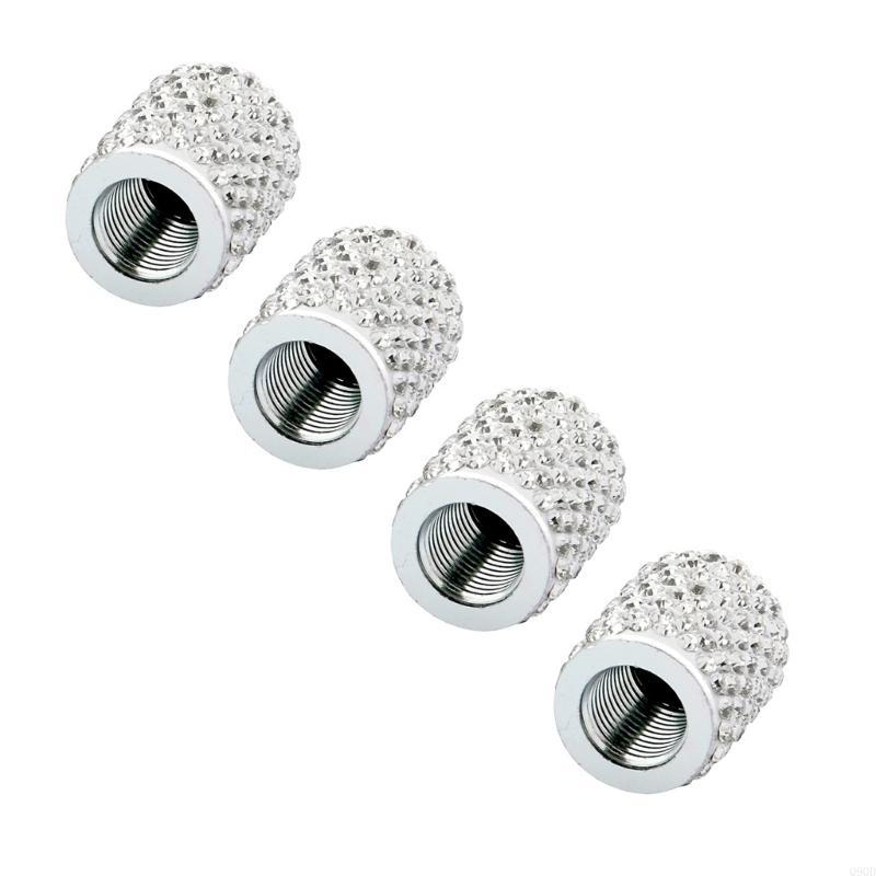 4pcs Stylish Tire Valves Caps with Rhinestones Twinkle Tire Valves Caps General