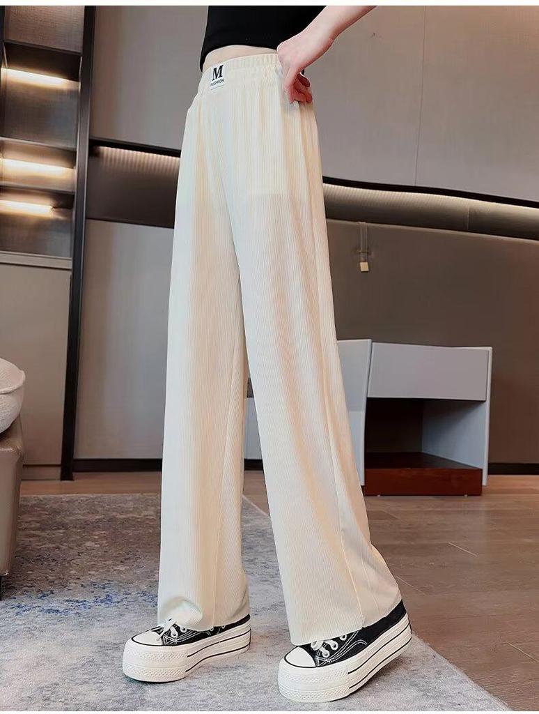 2024 Girls' Summer Ice Silk Straight-Leg Pants - Thin, Loose, Long-Leg Design for Big Kids