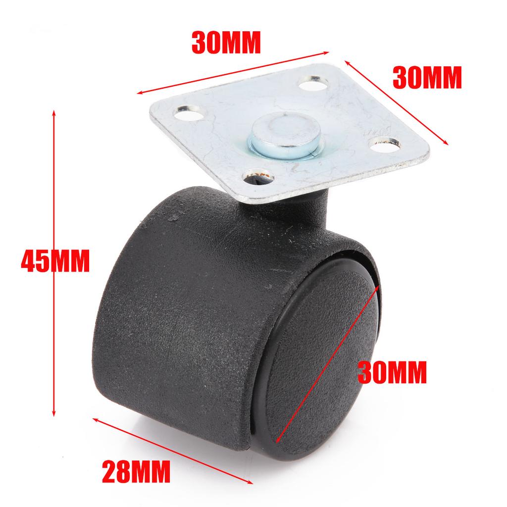 YH Black 30mm Swivel Plate Caster Nylon Wheel Chair Table Castor Replacement