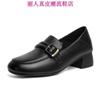 Leather soft-soled Loafu women's shoes spring and autumn new small leather shoes thick heel one pedal women's medium heel single shoes
