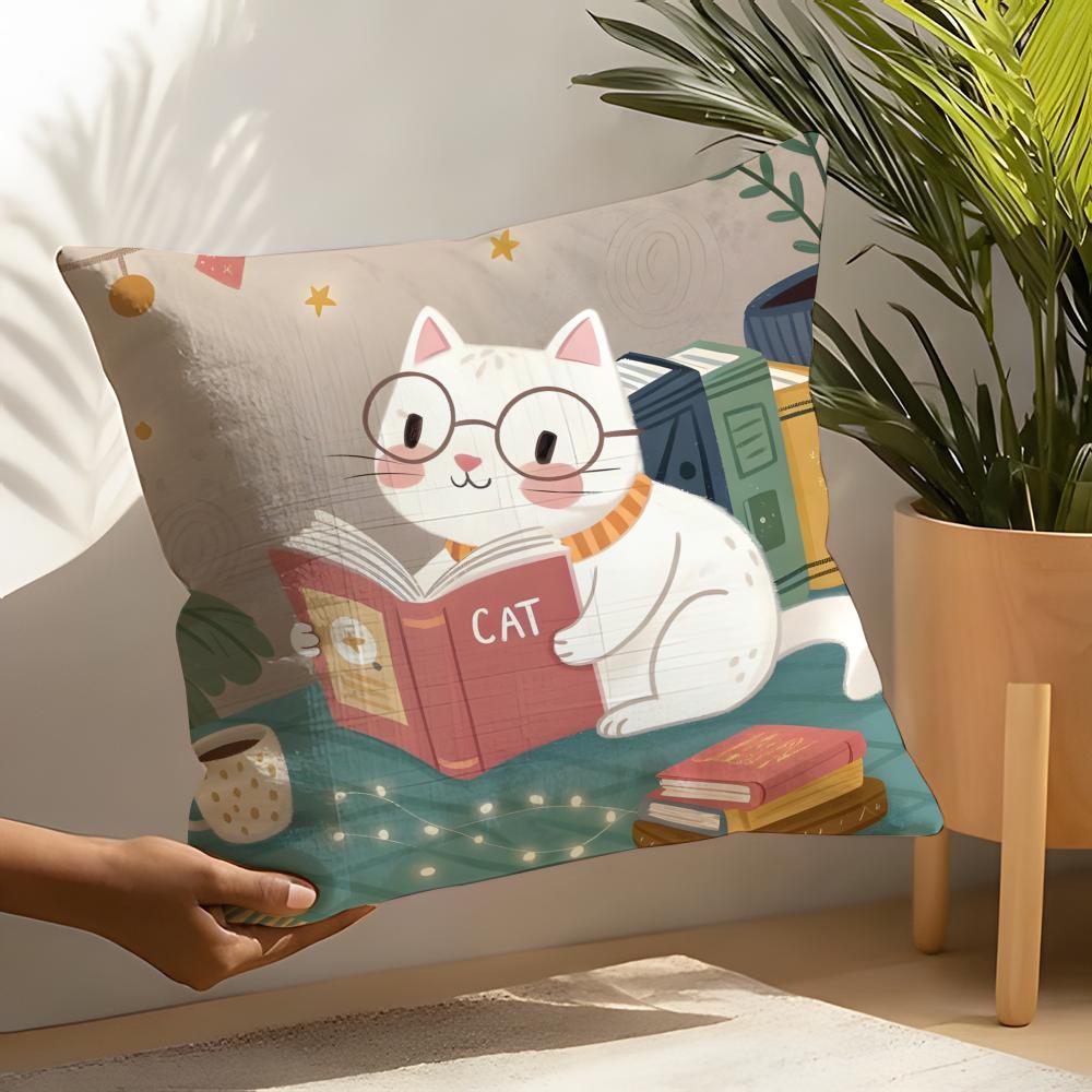 Pillow Case Linen Cushion Covers For Decorative Sofa Home Pillows Case Car Chair Pillows Cases Love Cats Home Decor Pictures