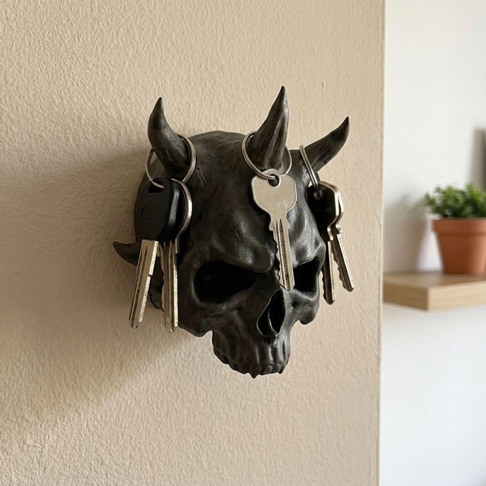 Dark Style Halloween Skull Wall Hook 3D Printed Skull Head Wall Hanger Gothic Storage Hook Bedroom