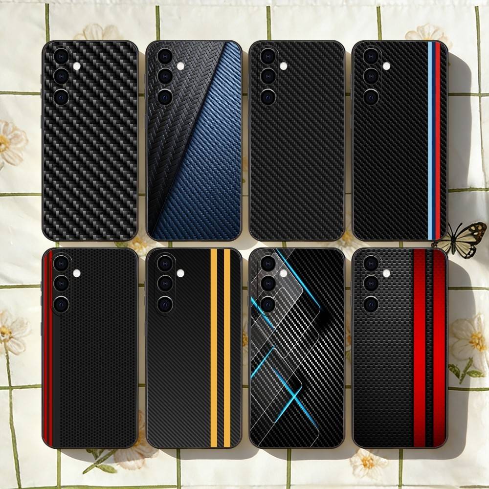 Car Carbon F-fibre Phone Case For Samsung Galaxy A73,A72,A71,A70,A53,A52,A51,Soft Silicone Black Cover