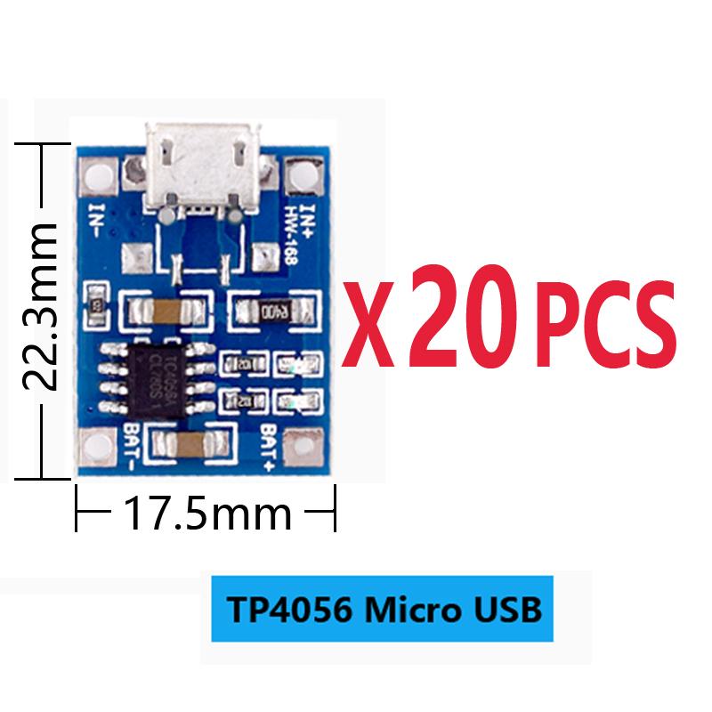 Micro Type-c USB 5V 1A TP4056 Lithium Battery Charger Module Charging Board With Protection Dual Functions Current Protection