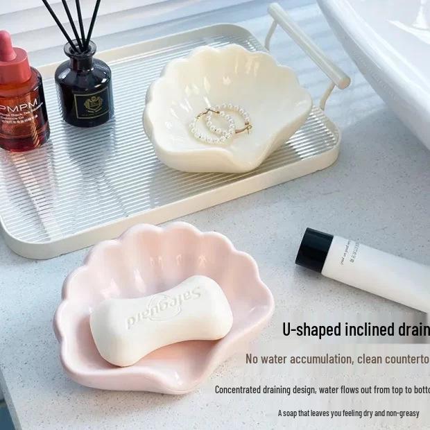 Shell Draining Soap Dish - No Water Accumulation Holder for Dormitory or Bathroom