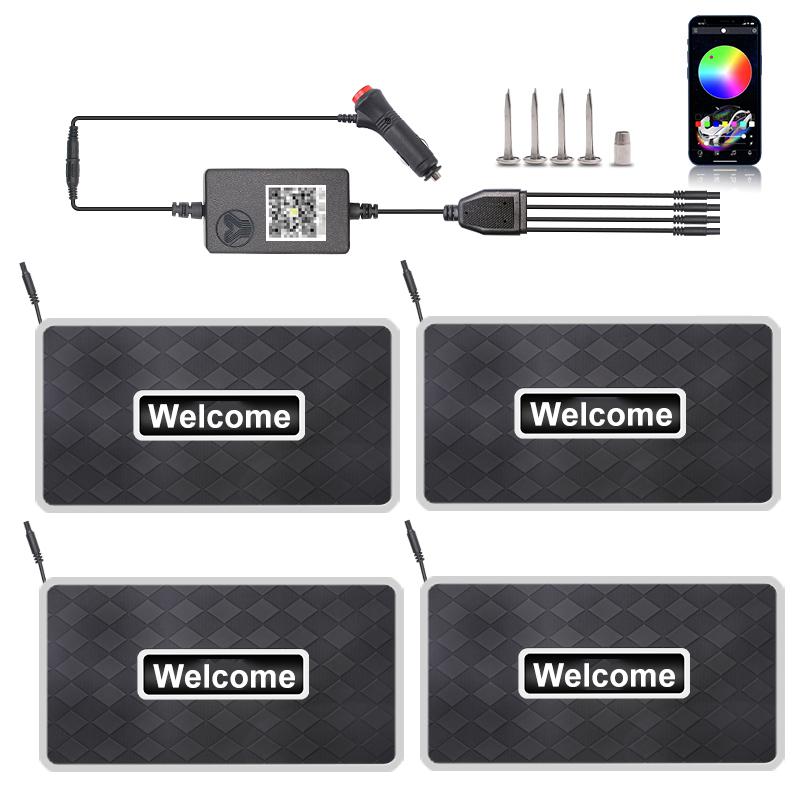 4/2 in 1 Car Floor Mats Ambient Light App Wireless Control Symphony 213 Colors LED Neon Interior Accessories