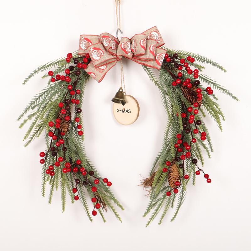 Horseshoe Christmas Wreath with Berries & Bells