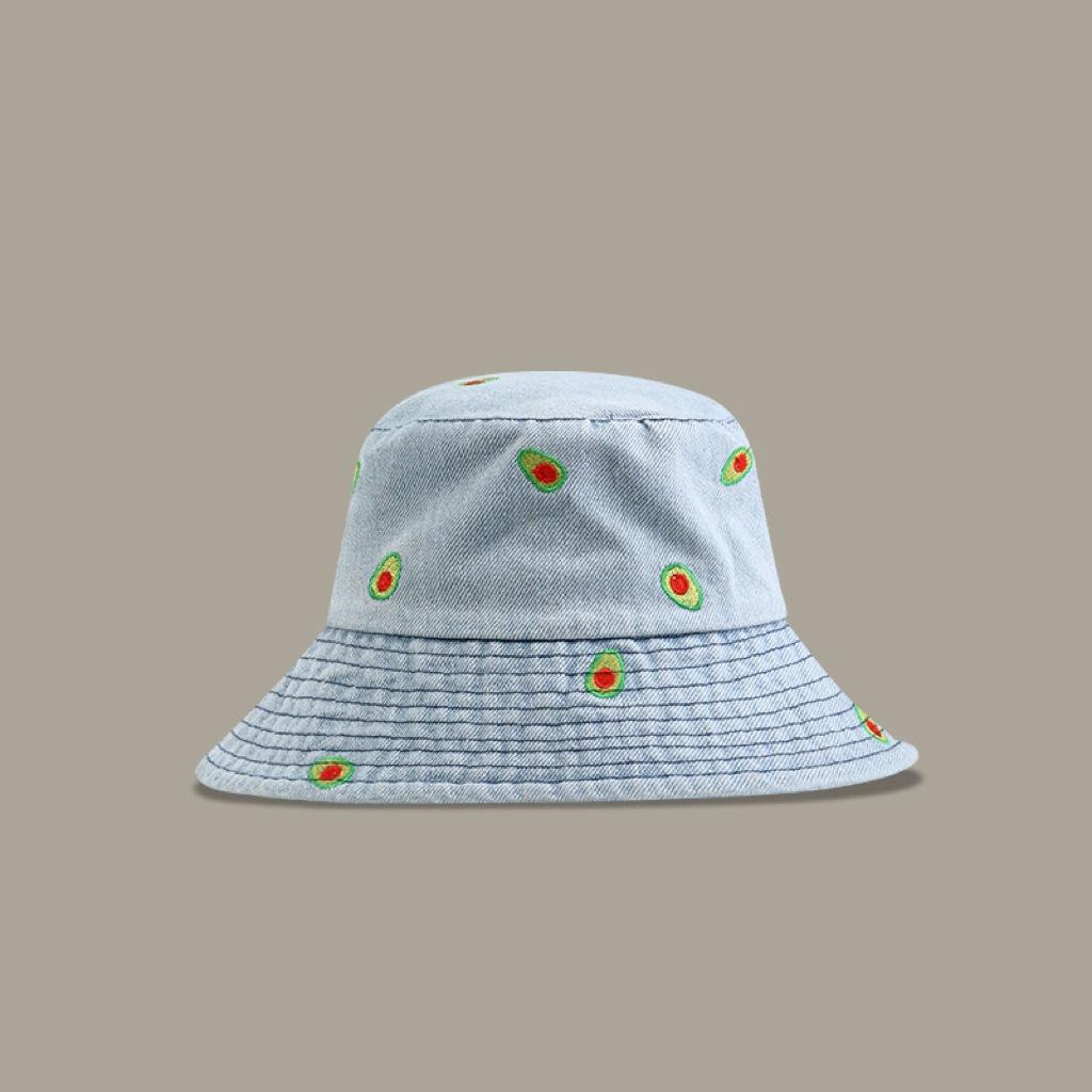 

Весенне-осенний антистуденческий тренд, джинсовая панама, женская универсальная простая панама с вышивкой авокадо M（56-58cm）