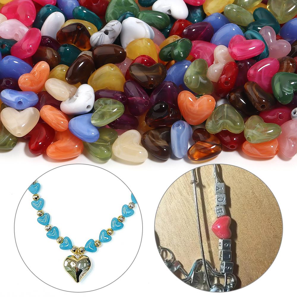 20pcs 14x12mm Double Color Acrylic Heart Beads Love Heart Loose Bead For Jewelry Making DIY Bracelets Necklace Keychain Supplies