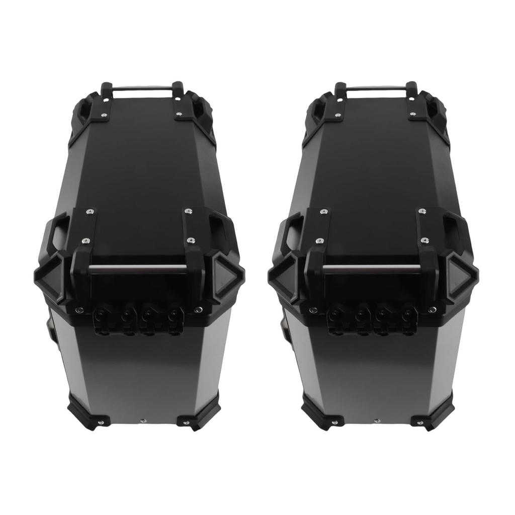 2PCS Motorcycle Side Box 35L Large Capacity Aluminum Alloy Hard Saddlebag with   Lock and Handle Replacement for  
