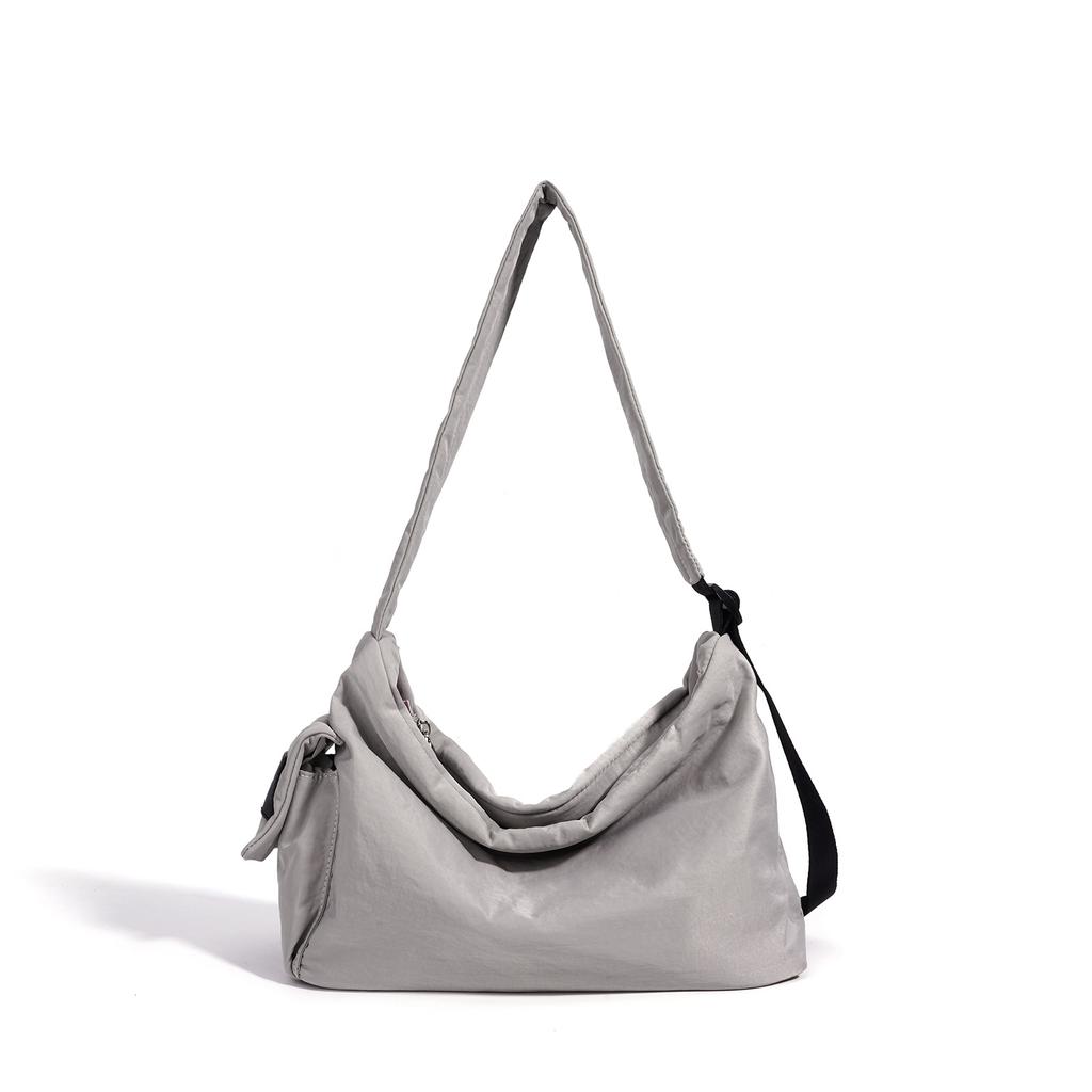 Shoulder nylon large-capacity shopping bag simple solid color portable cloth bag casual versatile messenger bag bag female